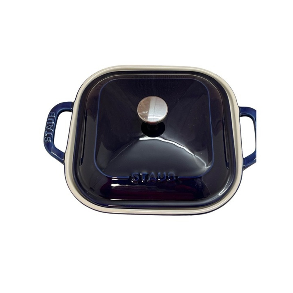 Staub Stoneware Square Covered Baker 9" x 9" 3.2 qt color Blue‎ new in box